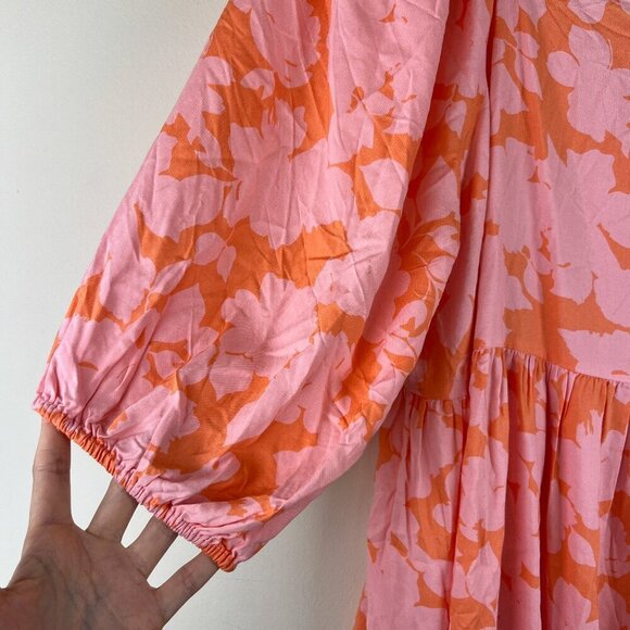 Sanctuary Pink Orange Printed Weekender Babydoll Mini Dress - Picture 3 of 6